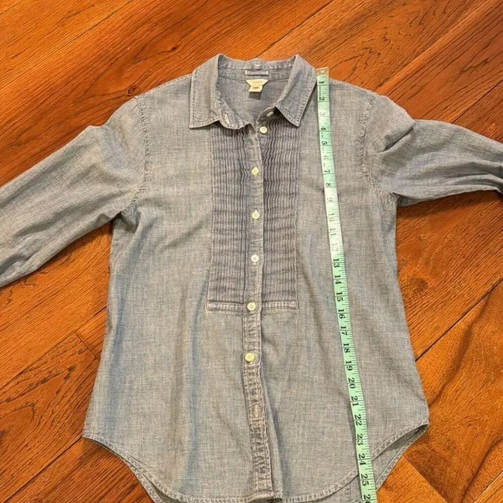 J. Crew Pleated Tuxedo Chambray Button Up Shirt S… - image 6